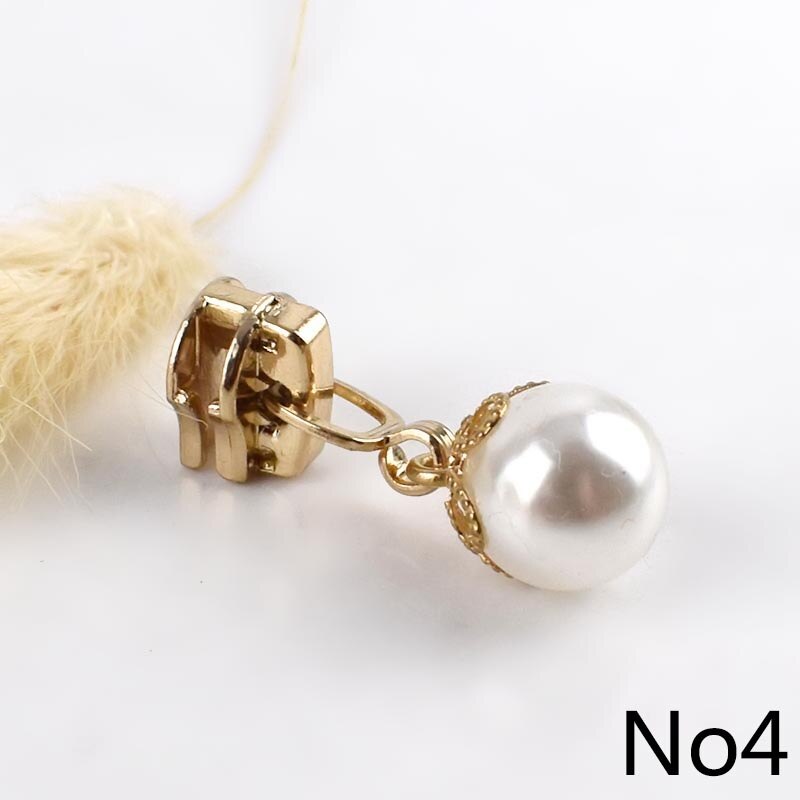 Meetee 5pcs 3# Pearl Puller Metal Zipper Sliders for Metal Zippers DIY Bag Costume Decoration Zip Slider Head Sewing Accessories: 4
