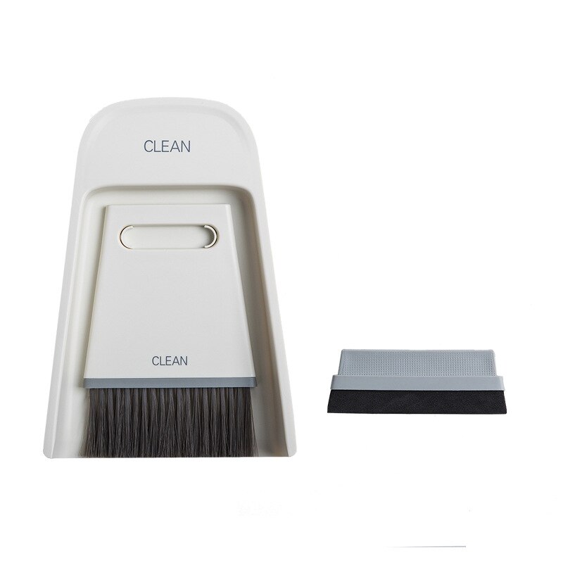 Conjunto de escoba y recogedor para el hogar, escoba pequeña mágica de pelo suave para barrer, cepillo de Limpieza de escritorio, limpiaparabrisas para raspar: White