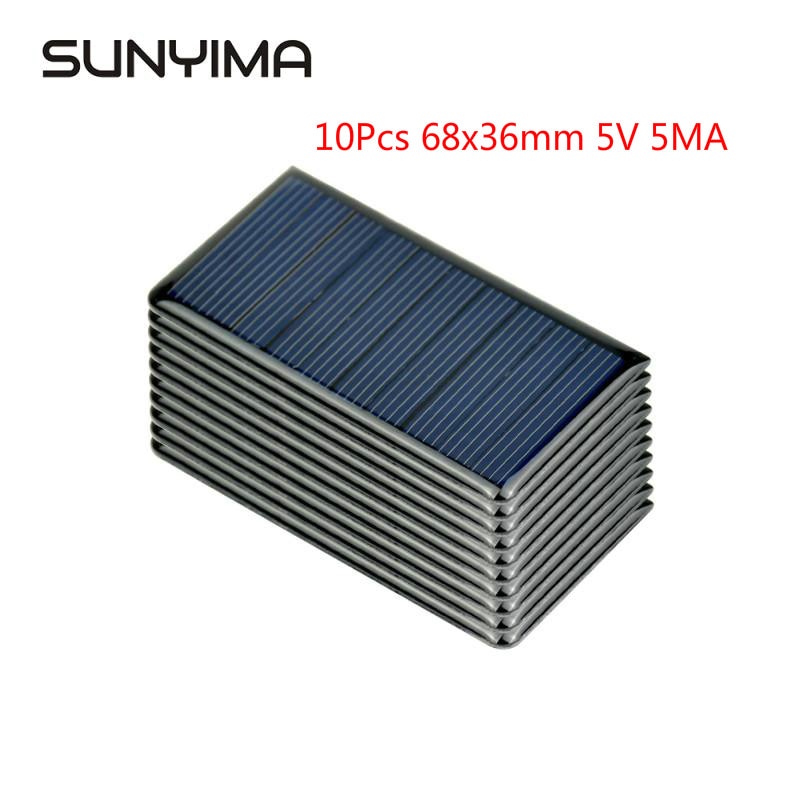 Sunyima 10Pcs 68X36Mm 5V 5mA Mini Polykristallijn Silicium Painel Zonnepaneel China Sun Power Solar systeem Kit Diy Batterij Charg