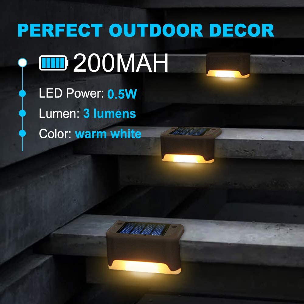 Luces Solares LED escalera de sendero luz exterior lámpara de paso jardín valla de patio pared paisaje lámpara Solar luz nocturna al aire libre