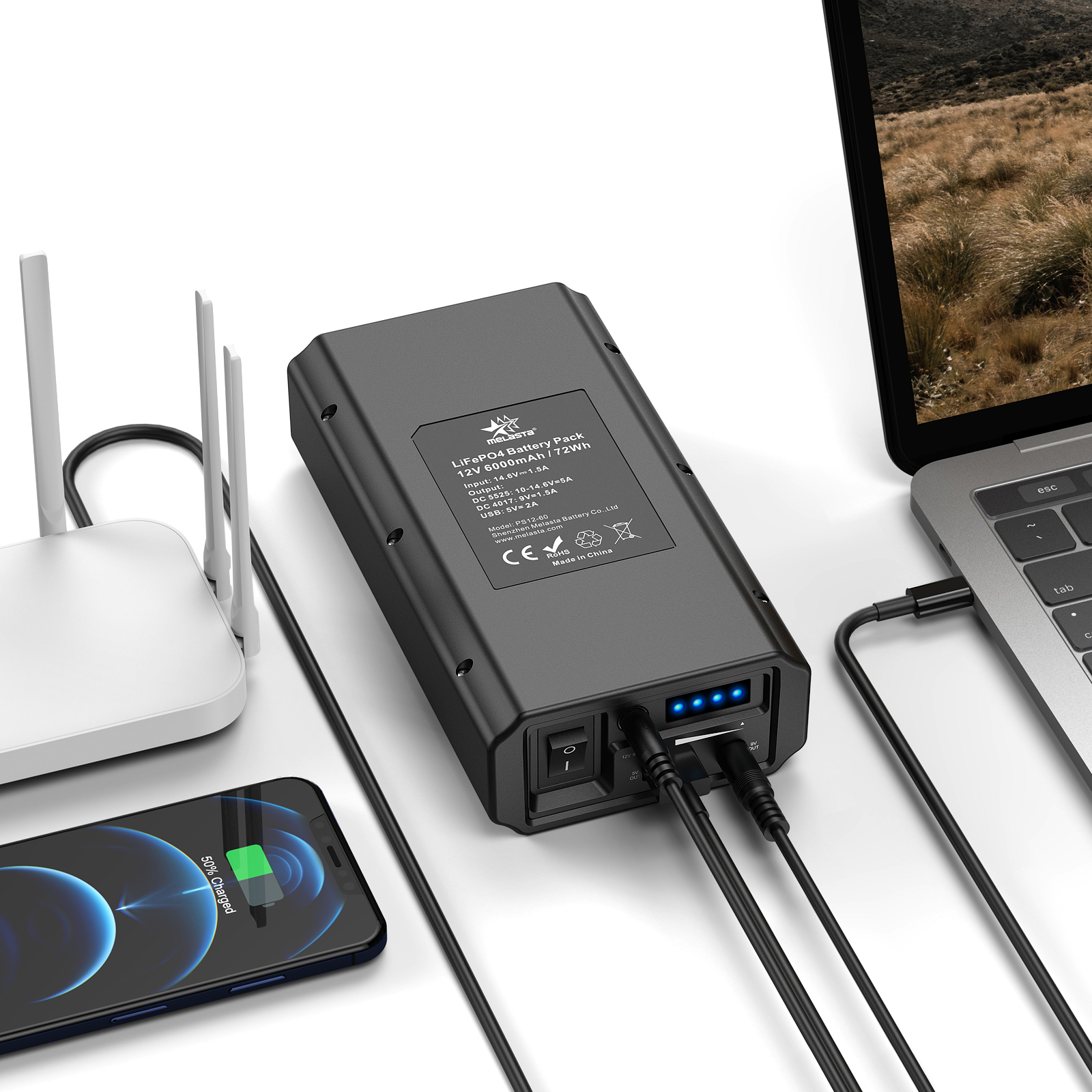 Melasta 12V 6000Mah Oplaadbare Batterij Lifepo4 Power Bank Voor Led Strip/Id Camera/Versterker/Modem/Dvr Zaklamp