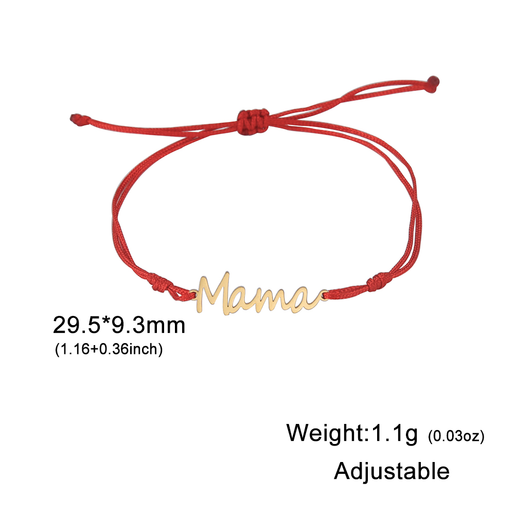 Skyrim-pulsera con dije de letra mamá para hombre y mujer, pulseras de cadena de cuentas de doble capa de acero inoxidable, joyería de , para el día de la madre: Rojo