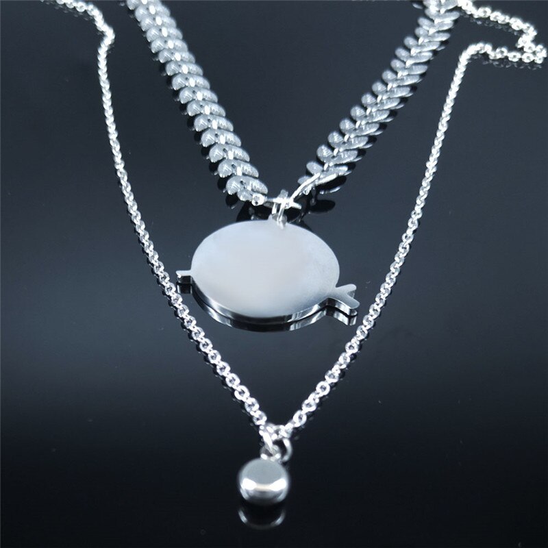 Kat Rvs Gelaagde Ketting Voor Vrouwen Zilveren Kleur Ketting Ketting Sieraden Acero Inoxidable Joyeria Mujer N1984S02