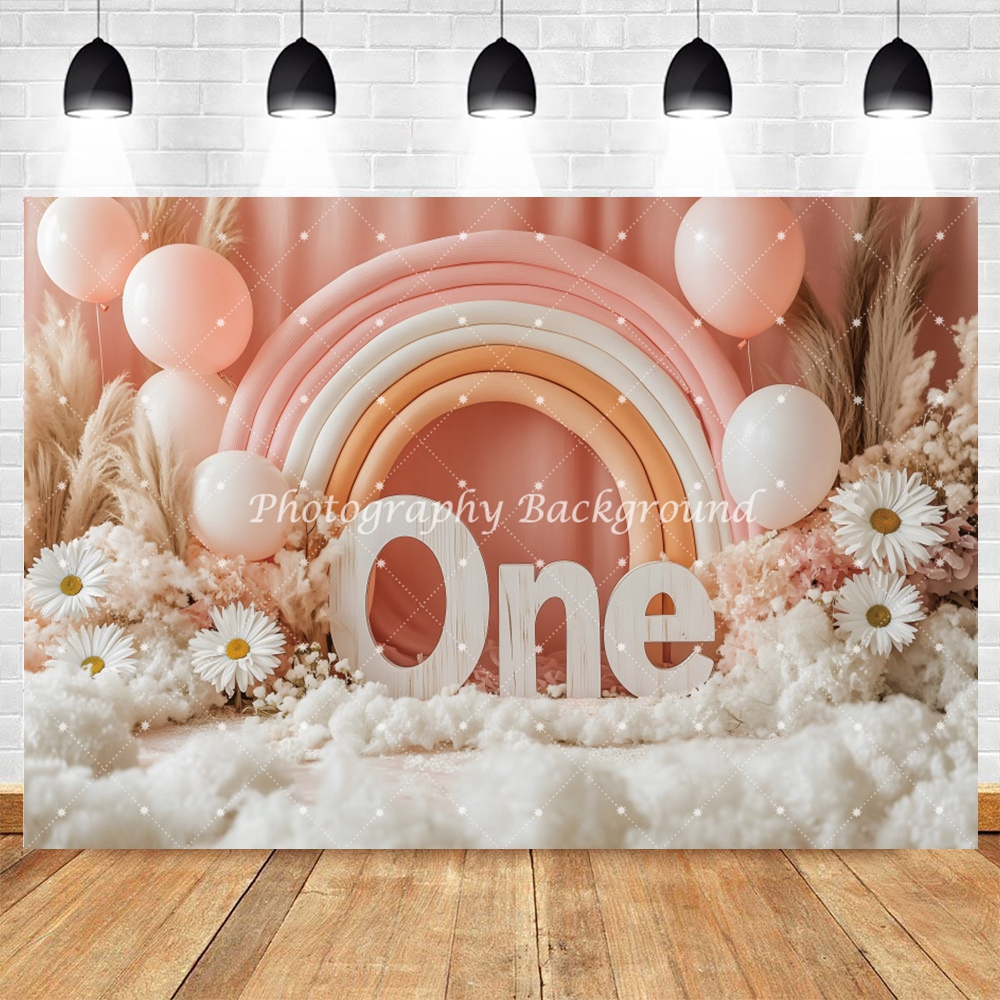 Baby 1st Birthday Photography Backdrop Baby Shower Newborn One Year Old Portrait Cake Smash Party Photo Background Photo Studio: LIGHT BLUE / 300*100