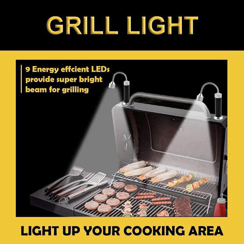 Grill Verlichting Voor Bbq, Outdoor Magnetische Grill Licht 360 Graden Flexibele Zwanenhals, Magnetische Base Led Barbecue Licht