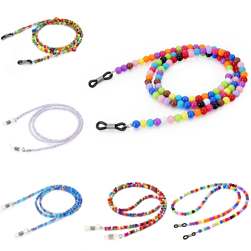 Chaîne perles colorées pour lunettes de soleil, collier pour femmes, cordon pour la lecture, cordelette de cou, cordelette pour accessoires lunettes