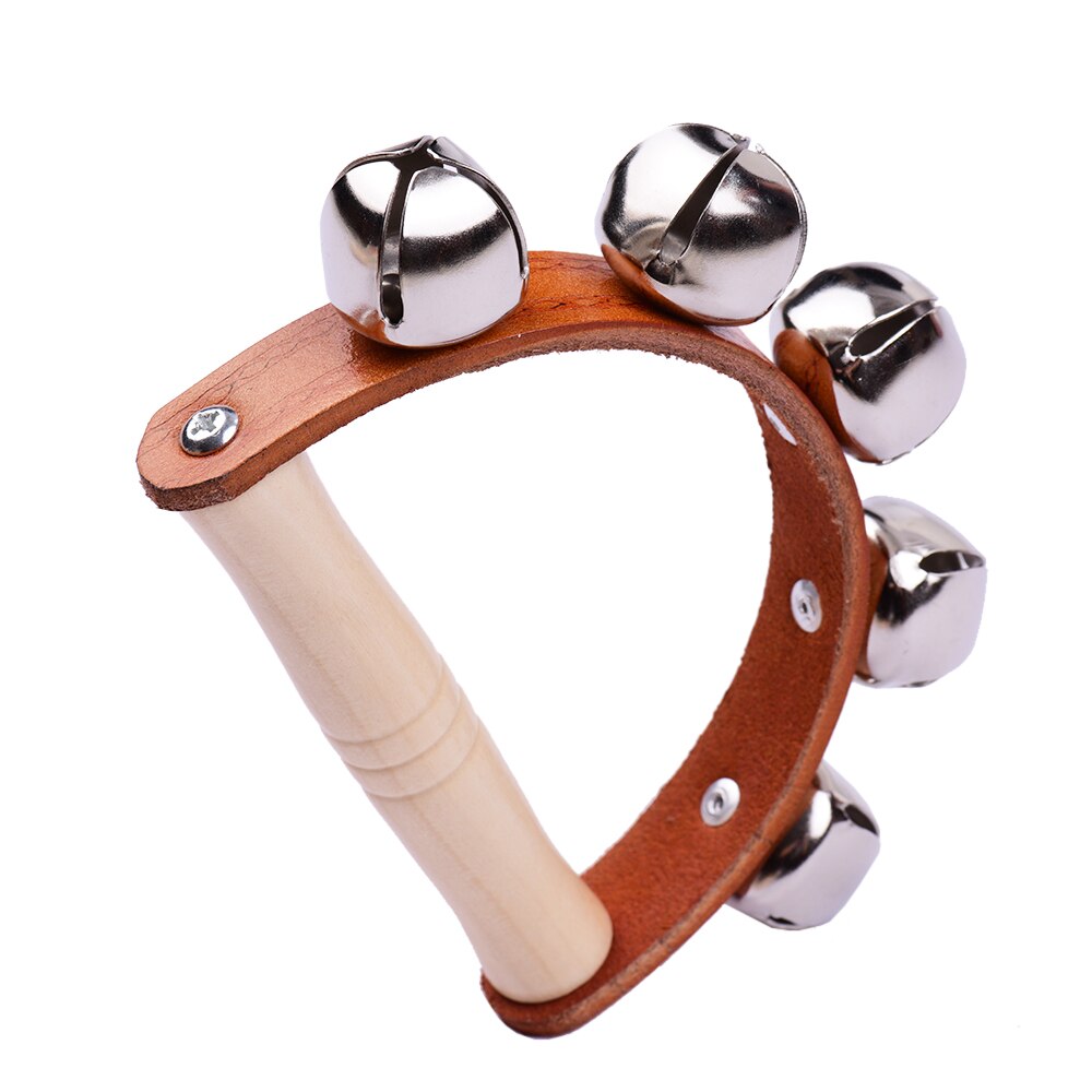 Handbell Hand Bells with 7pcs Jingle Bells Wood Handle Musical Instrument Toy for Music Class