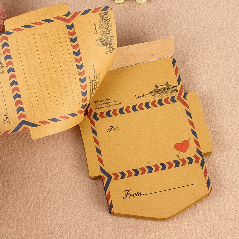 Retro Vintage Kraft Paper Envelopes Mini Cute Kawaii Memo Pad Cartoon Stationery Post Letter Envelope