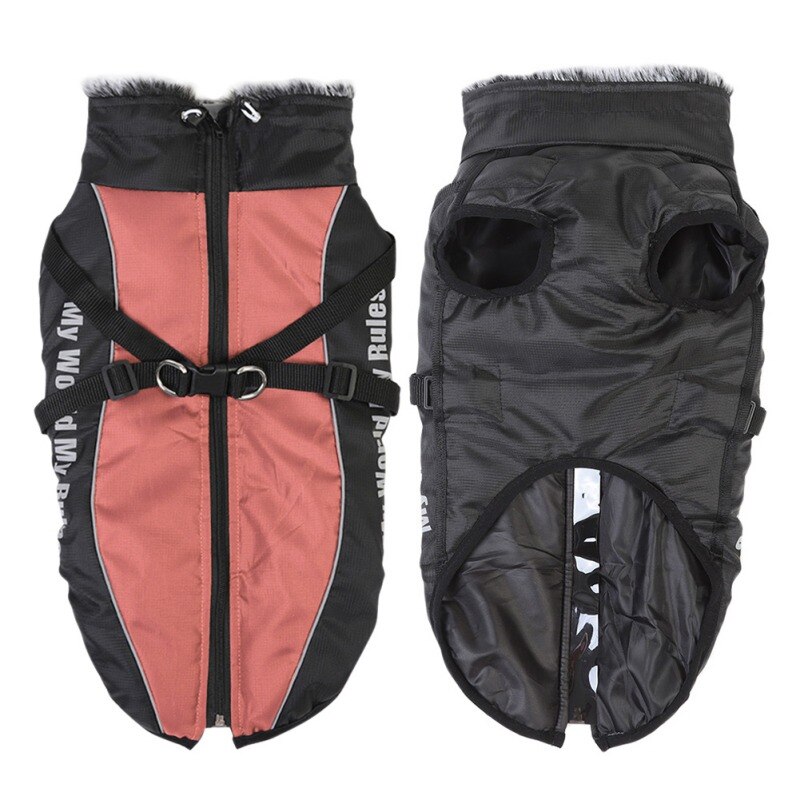 Large Dog Jacket With Harness Winter Warm Padded Pet Clothes For Labrador Waterproof Big Dog Coat French Bulldog Outfit XL-6XL