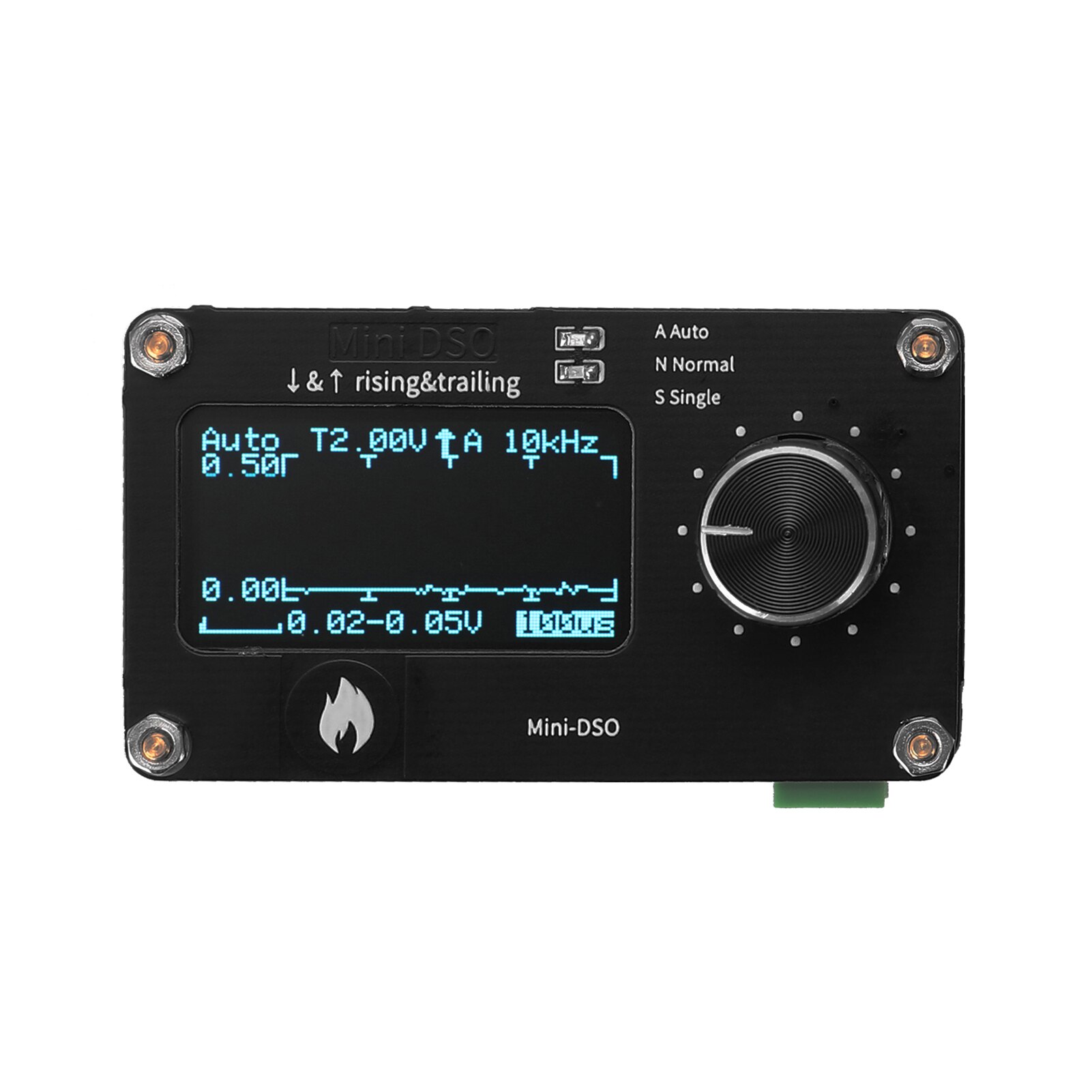 Mini osciloscopio de medición de un solo canal, botón mecánico de 0,96 pulgadas, frecuencia de muestreo de 250 kHz, perilla Simple de Metal