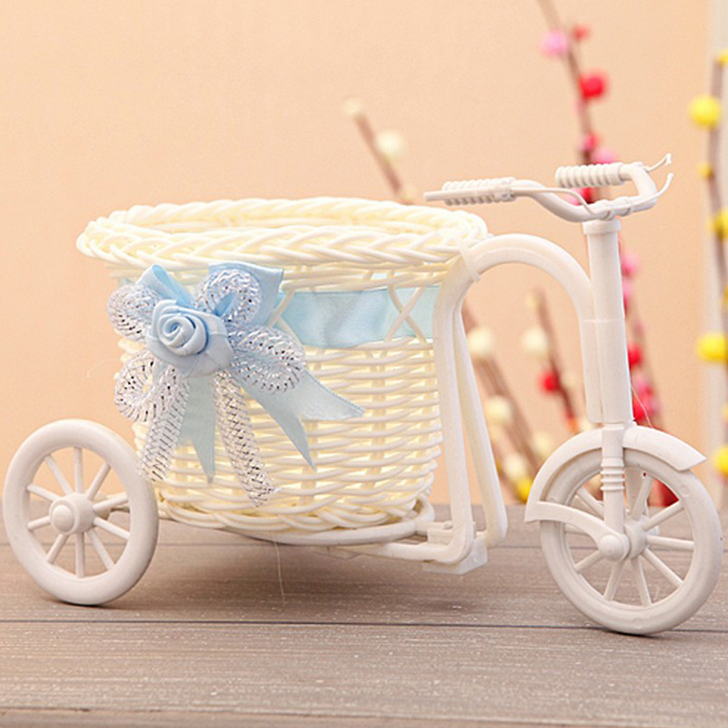 1pcs Rattan bicycle Storage Basket Flower Vase Plant Stand Holder Bike Organizer Flower Basket Pot