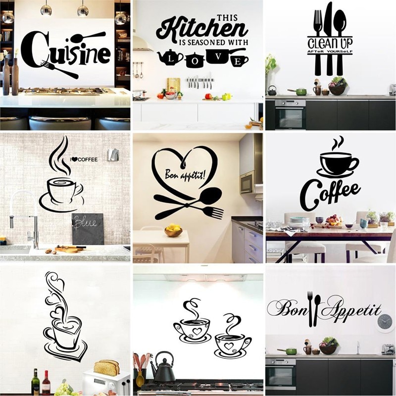 18 stil Große Küche Zauberstab Aufkleber Vinyl Aufkleber Decals für Haus Dekoration Zubehör Wandbild Wohnkultur Tapete Poster