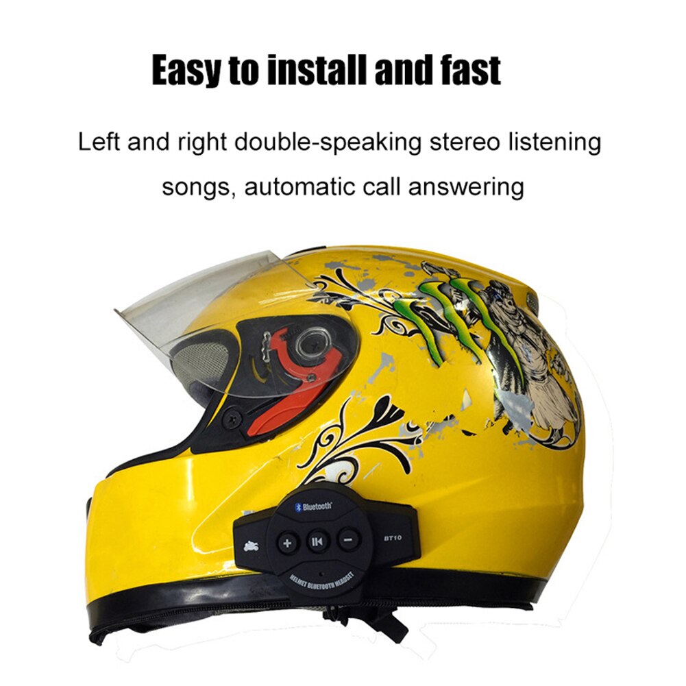 BT10 Riding Hands Free Intercom Wireless With Microphone Long Standby Helmet Headset Universal Bluetooth Motorcycle Interphone