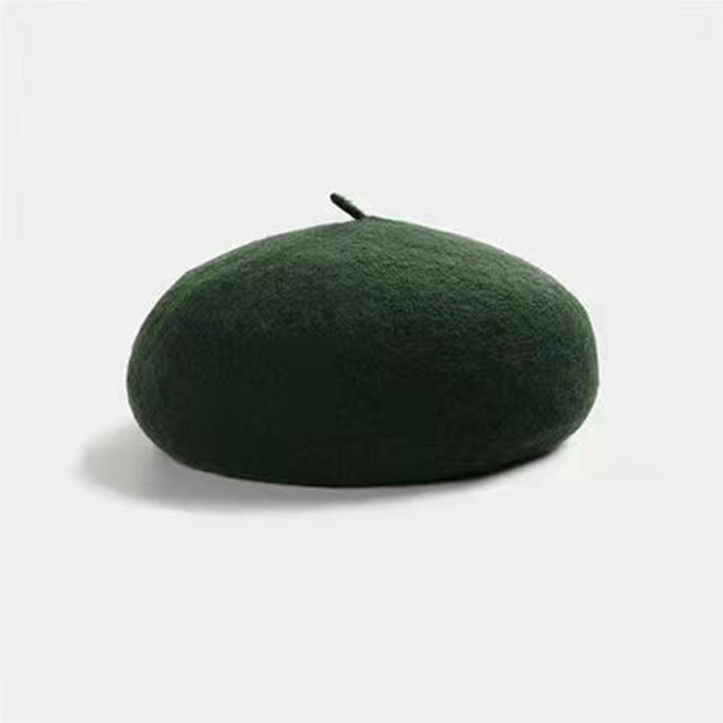 Cappelli da donna eleganti berretto da donna cachemire peloso morbido artista francese berretti berretto inverno donna elegante cappello da pittore di lana solido: verde