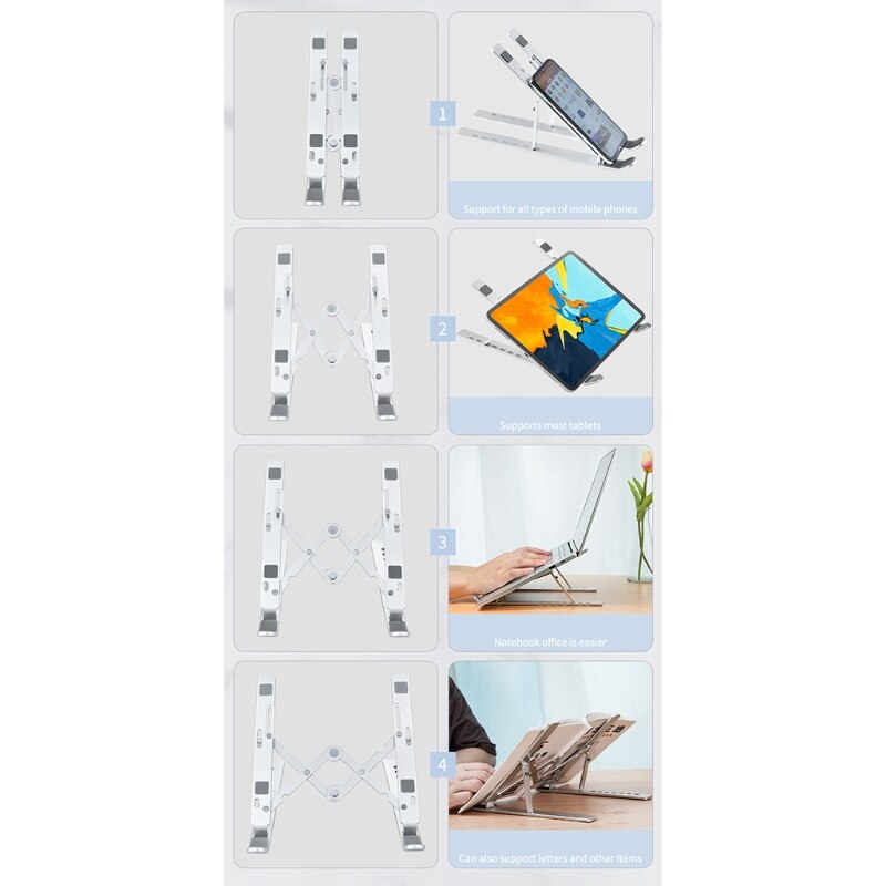 Laptop Stand, Multi-Angle Adjustable Aluminum Notebook Stand, Foldable Non-Slip