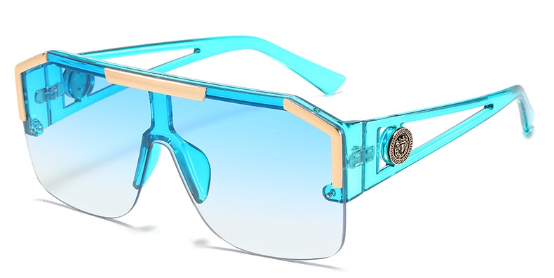 One piece fyrkantiga solglasögon kvinnor lyxmärke stora bågar platta solglasögon damer överdimensionerade glasögon oculos de sol: Rosa