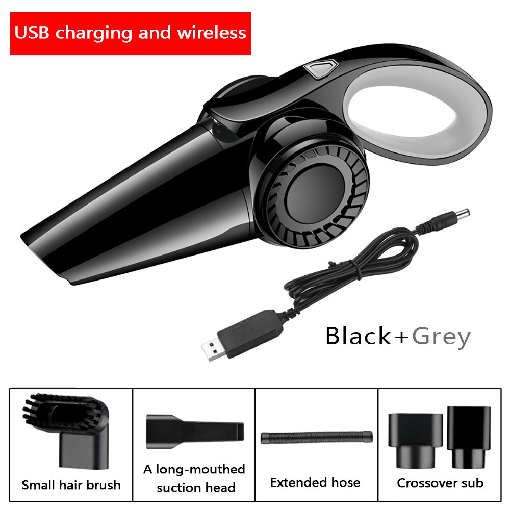 Portable Car-Vacuum-Cleaner 4500Pa Powerful-Suction for Car/Home Dust Cleanning Wet/Dry Dual Use: Wireless Black Grey