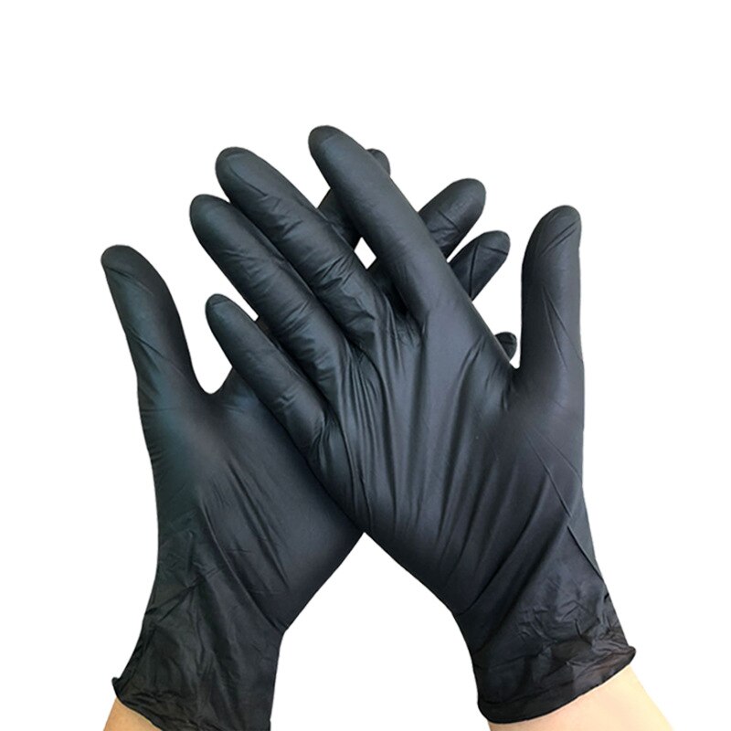 100 pièces noir gants jetables Latex vaisselle cuisine travail médical jardin gants universel pour gauche et droite
