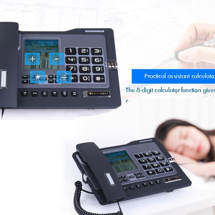 Business fixed Phone Caller ID Telephone PBX Office Phone home landline black coffee mute big LED screen