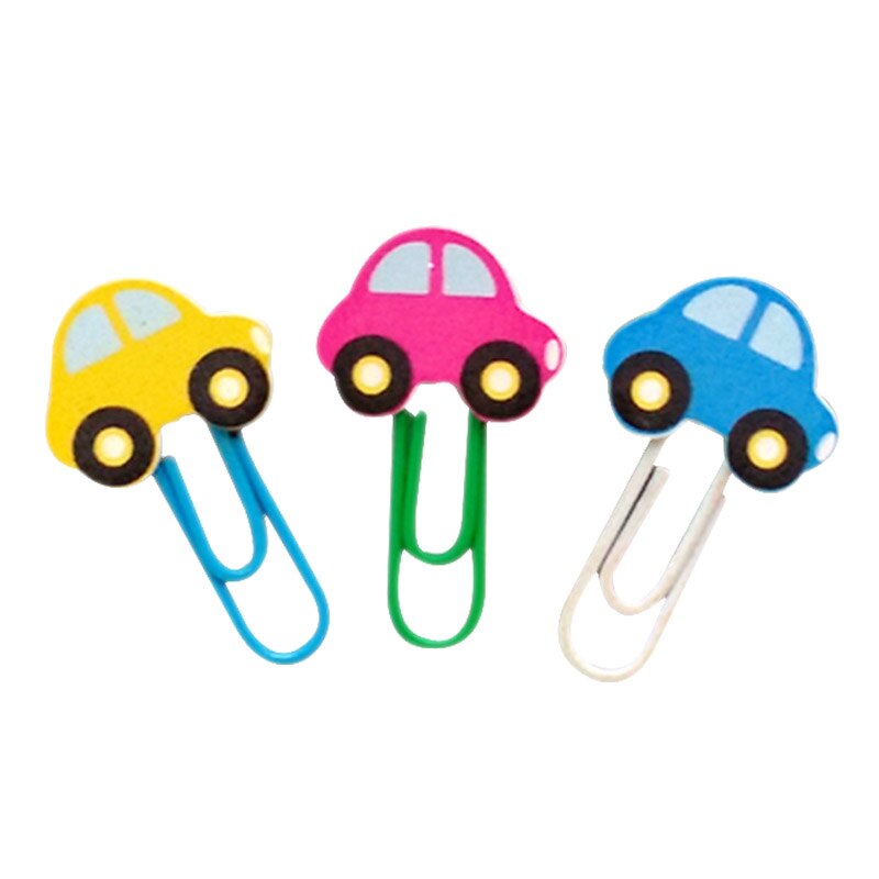 Schoolbenodigdheden regenboogkleurige cartoon autovormige bladwijzers paperclip multifunctionele 5 stuks stationaire kantooraccessoires
