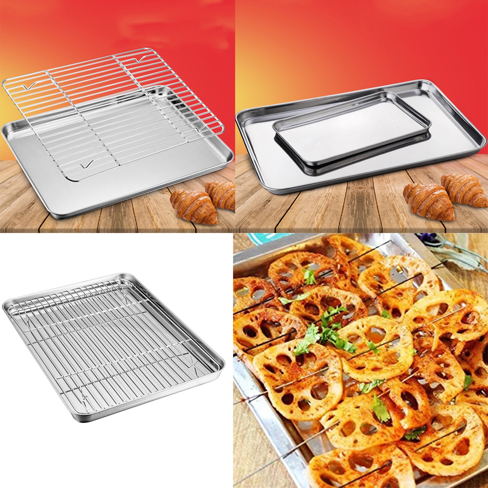 Plaque de cuisson antiadhésive avec gril en acier inoxydable, plaque de Barbecue saine, plaque de rangement pour Bbq