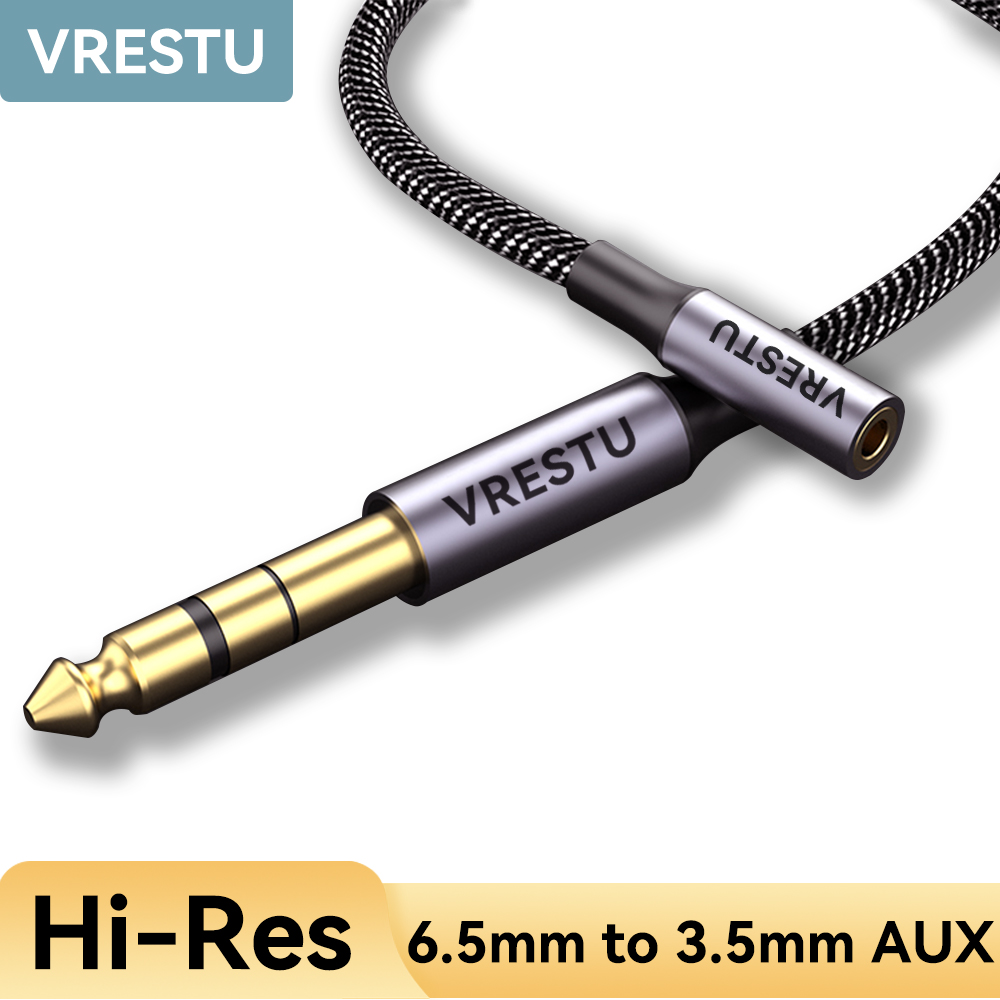 Adaptateur Audio 6,35 Mm Mâle Vers 3,5 Mm Femelle – Câble Stéréo Rouge, Pour Casque Ou Guitare