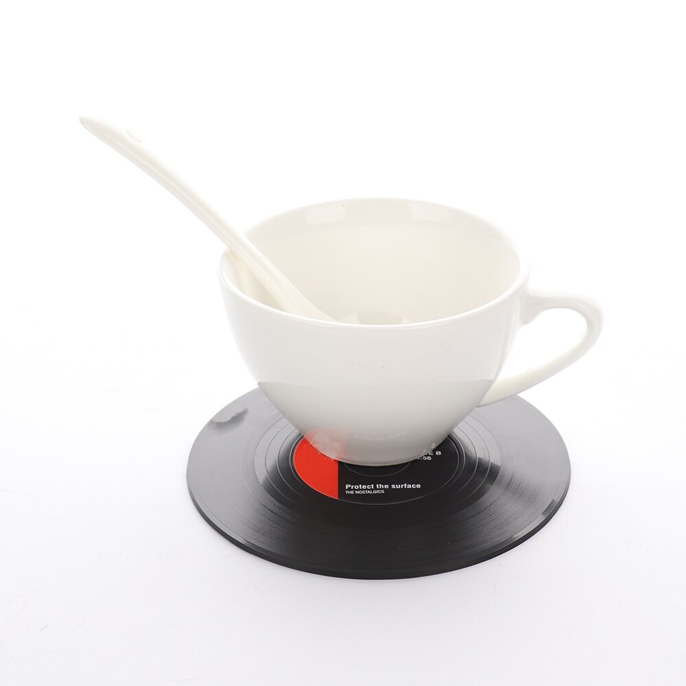2 4 6 PCS Environmental Plastic Vinyl Record Table Placemats Simple and Mug Coaster Heat-resistant Cup Coasters