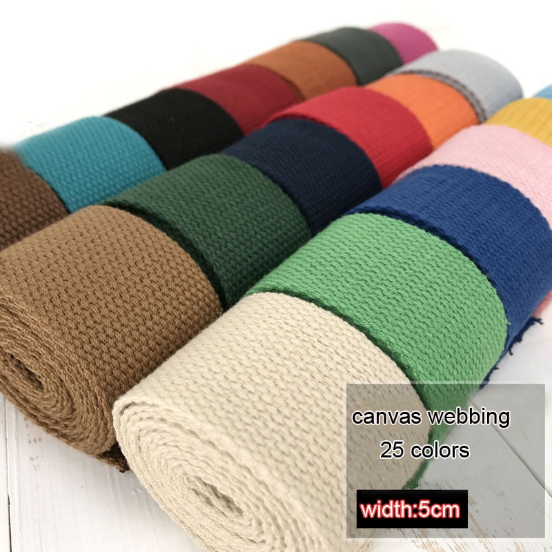 50mm( 2") Canvas Webbing 5meters Length Heavy Canvas Webbing Strap Belting Bag Strap Tape For DIY Bag Luggage Colorful