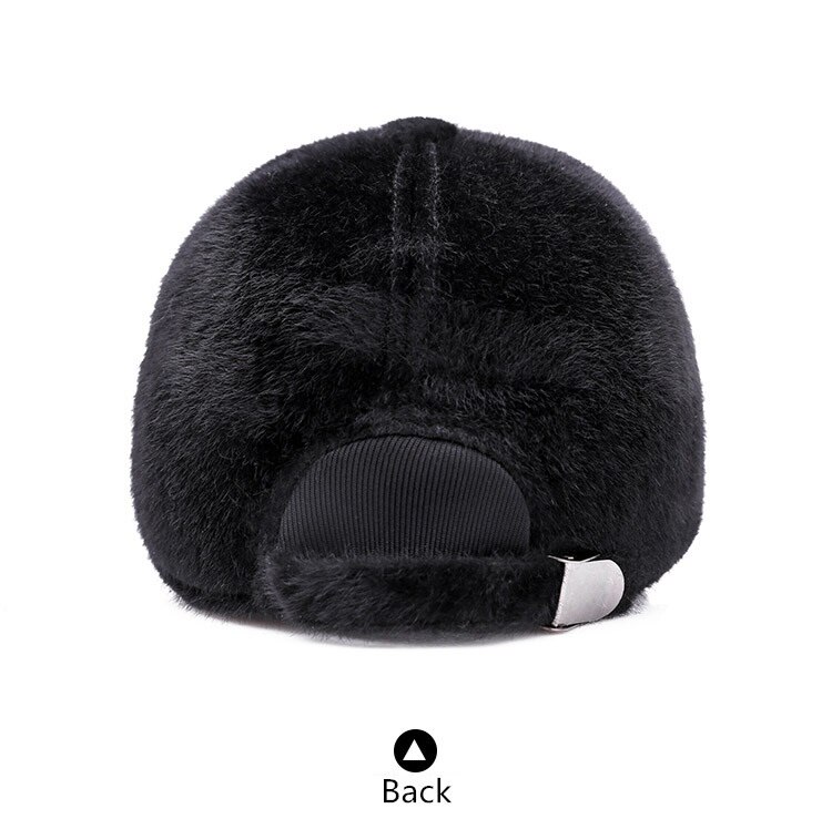 Haige 003 solide sorte ældre mænds causl kunstige pels baseballkasket alderen casquette gorros øreflap vindtæt snapbacks hatte