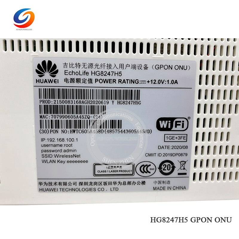 Hotsale 100% Original 1GE + 3FE + WIFI + CATV SC APC GPON ONU HG8247H5