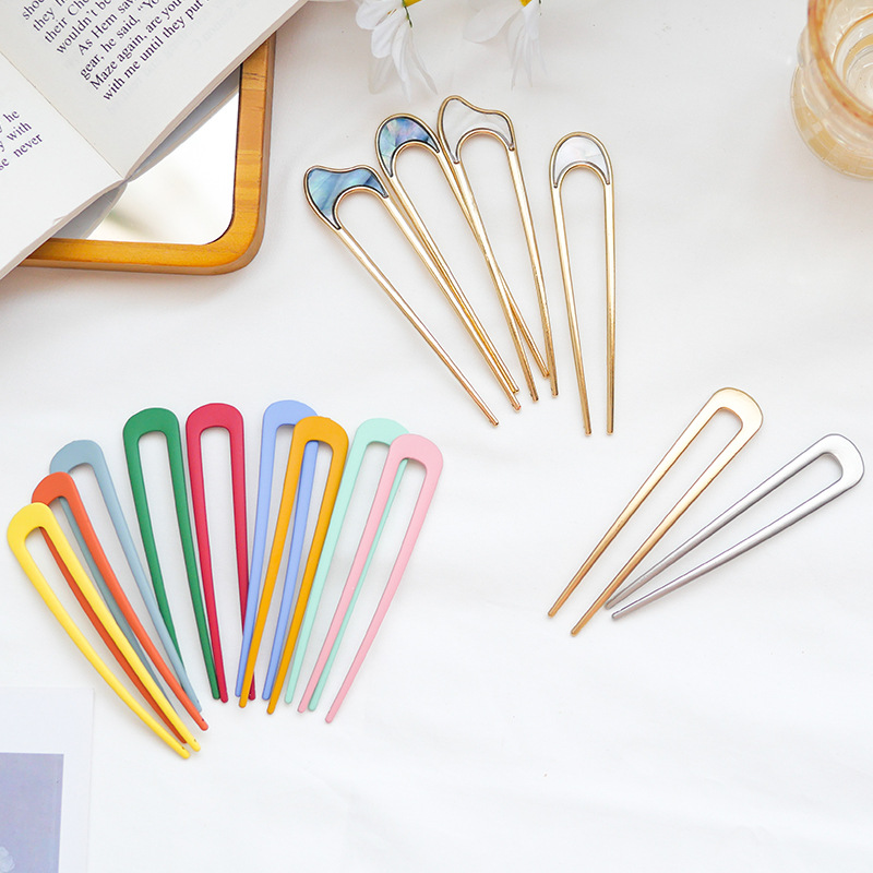Moda metalowe do włosów kije kobiety prostota w kształcie litery U spinki do włosów dziewczyny spinki nakrycia głowy akcesoria do włosów fryzura Design Tools