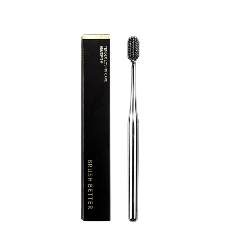 2/1pcs Luxury Soft Toothbrush Gold Silver Toothbrushes for Men and Women Adult Tooth Brush Electroplated High-end Dental Brushes: Red
