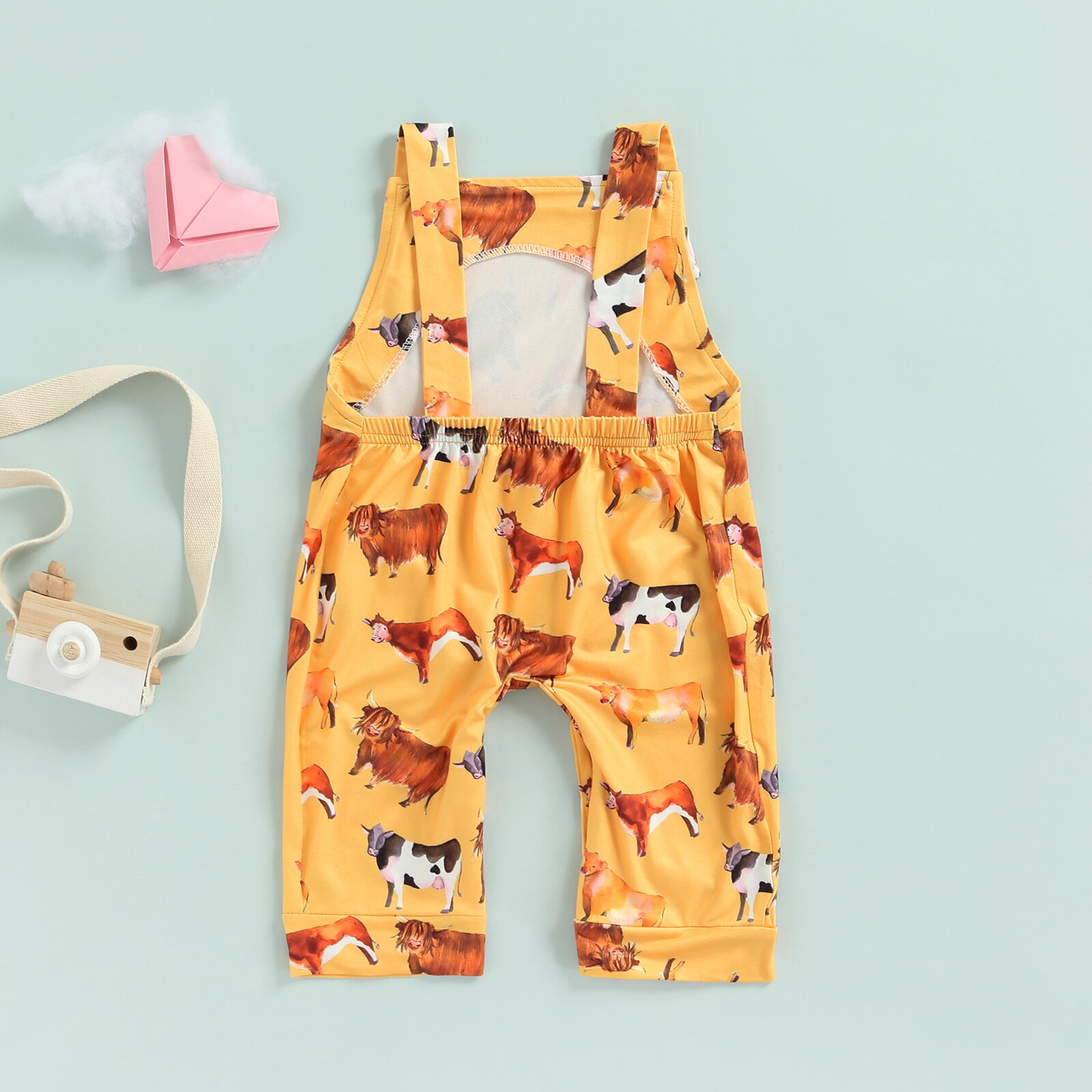 Baby Bretels Jumpsuit Peuters Kleding Vee Print Mouwloze Lange Rompertjes Met Snaps Voor Meisjes Jongens