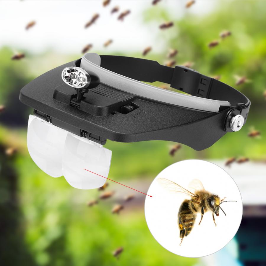 Lupa de apicultura LED, lentes de espejo con aumento para Apicultura en movimiento y Apicultura