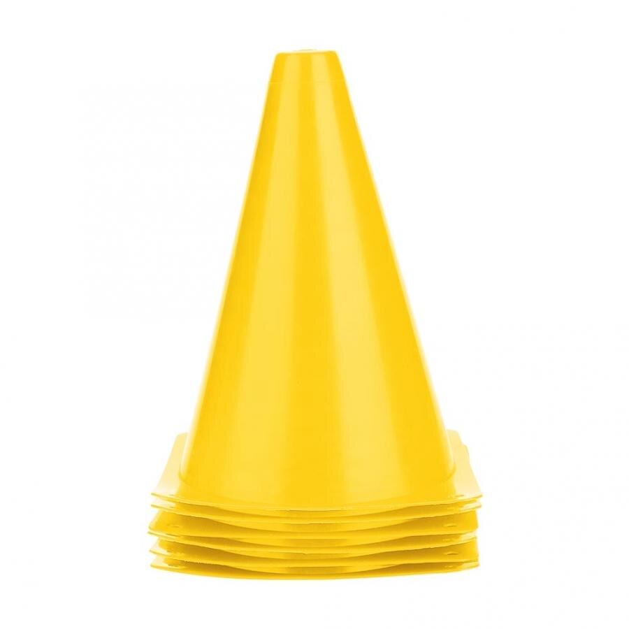Cono de entrenamiento de fútbol de 18cm, Entrenamiento de fútbol, barreras de fútbol, marcador de plástico, accesorio, equipo de entrenamiento, 6 uds.: Amarillo