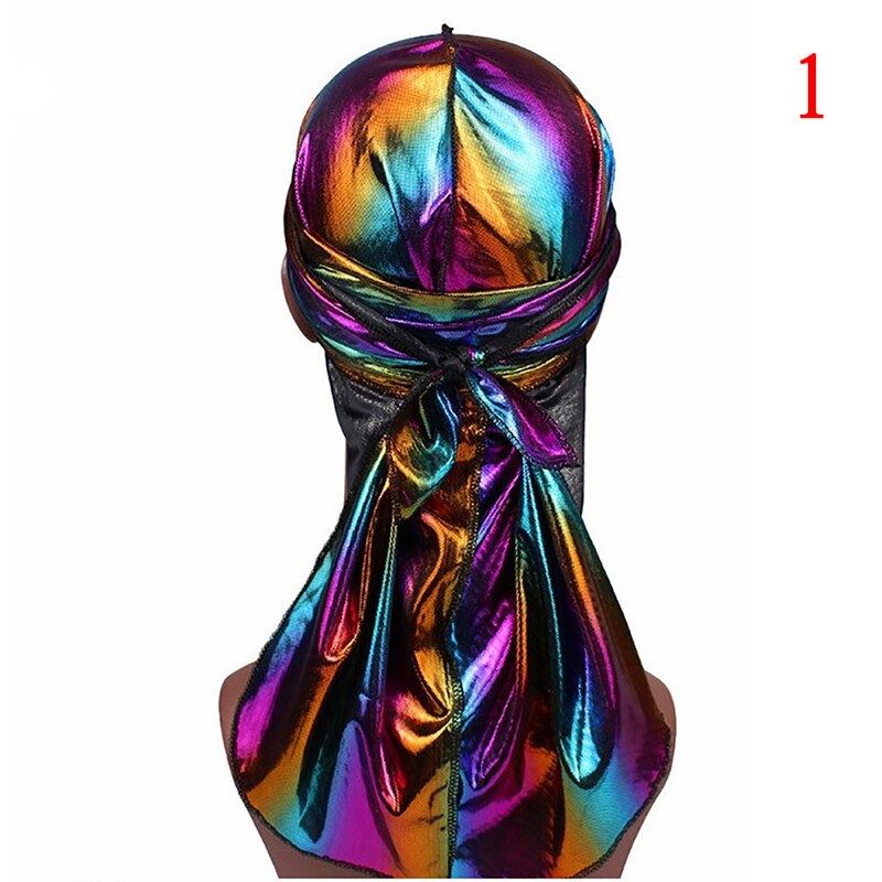 Seda Durag satén Durags para hombre peluca Bandanna pirata sombrero Bandeau Hip Hop cabeza envolver banda elástica: 3