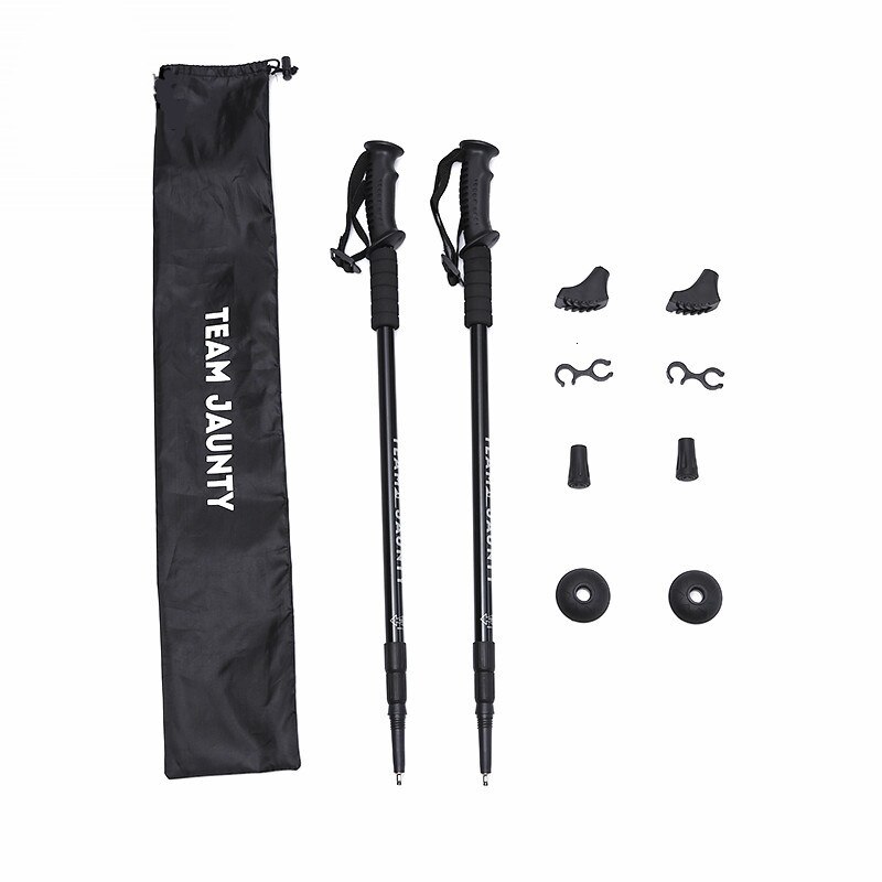 2Pcs/lot Anti Shock Walking Sticks Alpenstock Trekking Hiking Walking Poles Set Telescopic Nordic Walking Canes Shooting Crutch: Rubber Handle