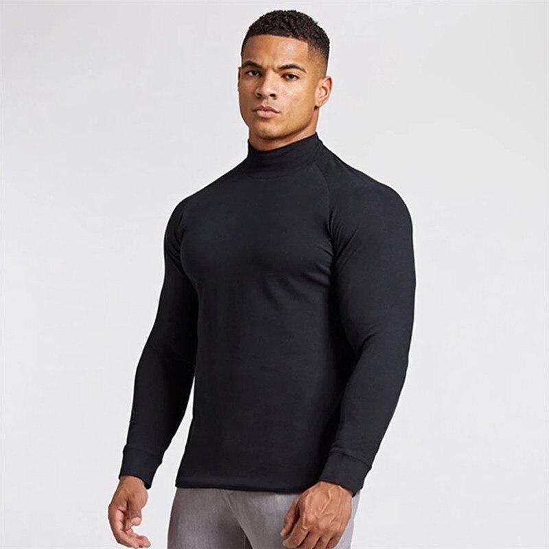 T-shirt à manches longues pour homme, vêtement de Gym, Fitness, musculation, Slim: Black / XXL