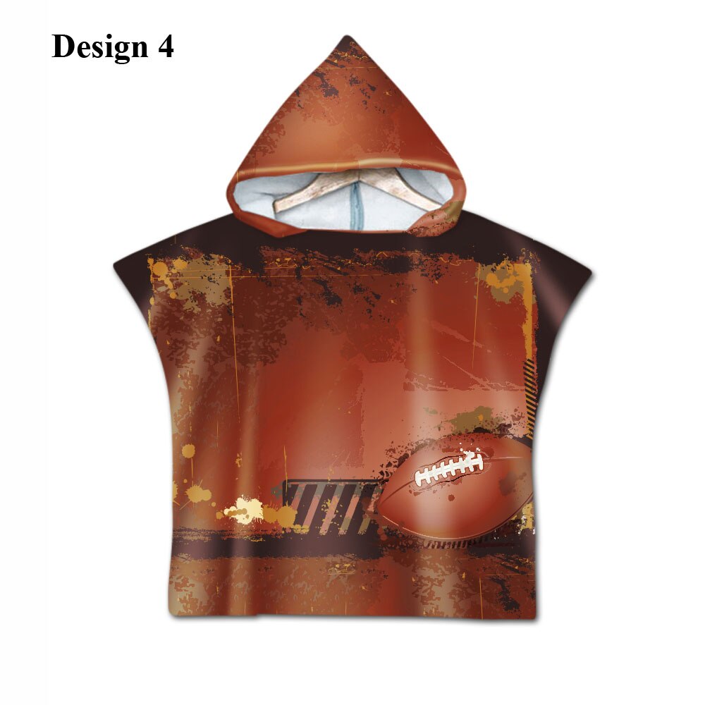 Novelty Sport American Football Rugby Baby Kids Kinderen Hooded Handdoek Zwembad Zwemmen Bad Strand Poncho Handdoek Cape: Design 4