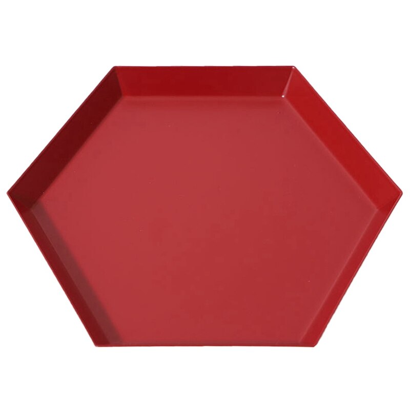 Year Red Polygonal Fruit Plate Combination Storage Tray Nordic Geometric Rhombus Metal Hexagon Jewelry Tray