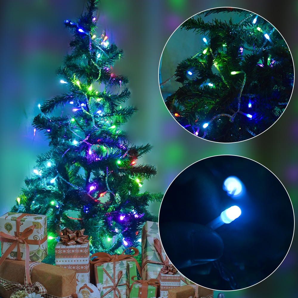 Led julbelysning utomhus 100m 50m 30m 20m 10m led ljusslinga dekoration för fest bröllop krans