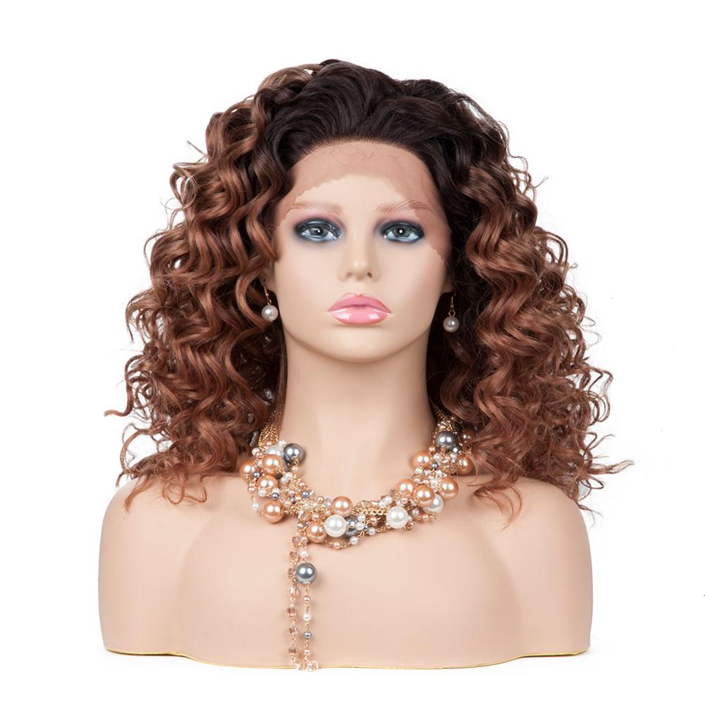 Factory prijs Krullend Golvend Lace Front Pruiken 150% Dichtheid Synthetische Pruiken voor Vrouwen: 2730