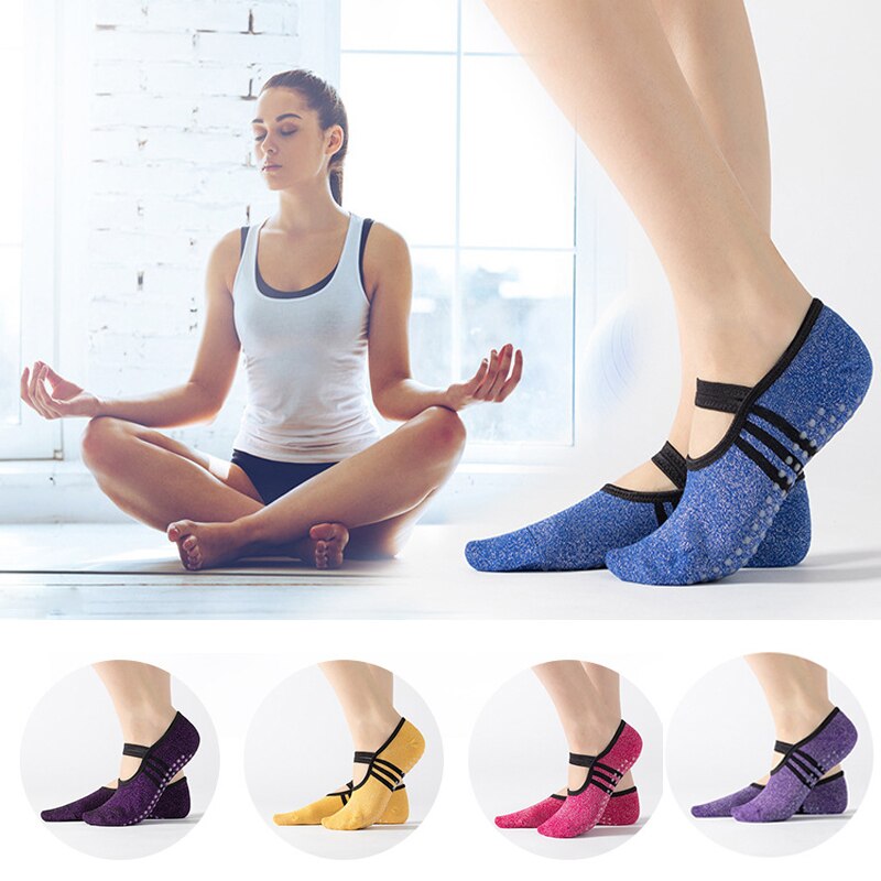 Dame yoga sokker skridsikre sokker med greb åndbare barre sokker komfortable pilates sokker i bomuld til kvinder