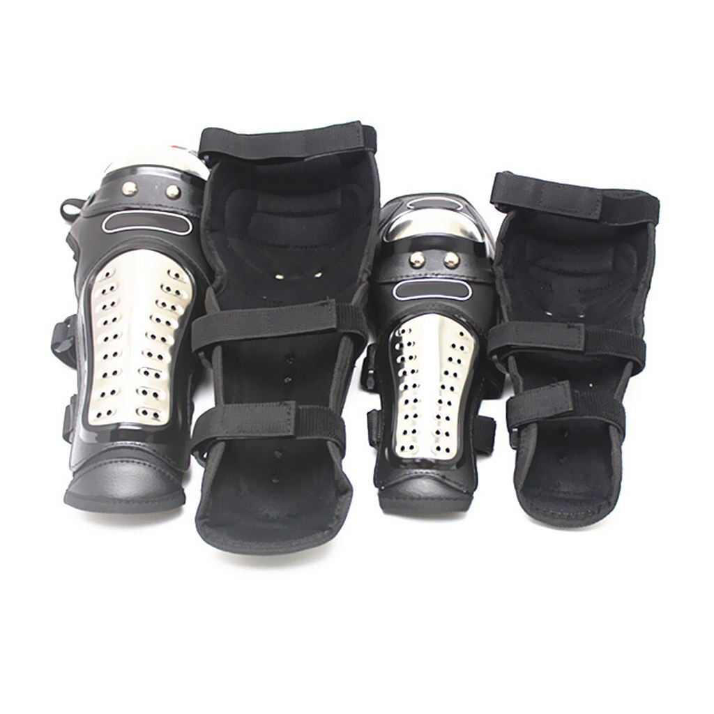 4Pieces Steel Motorcycle ATV Racing Mountain Bike Protective Gear Knee Elbow Shin Pads Guards