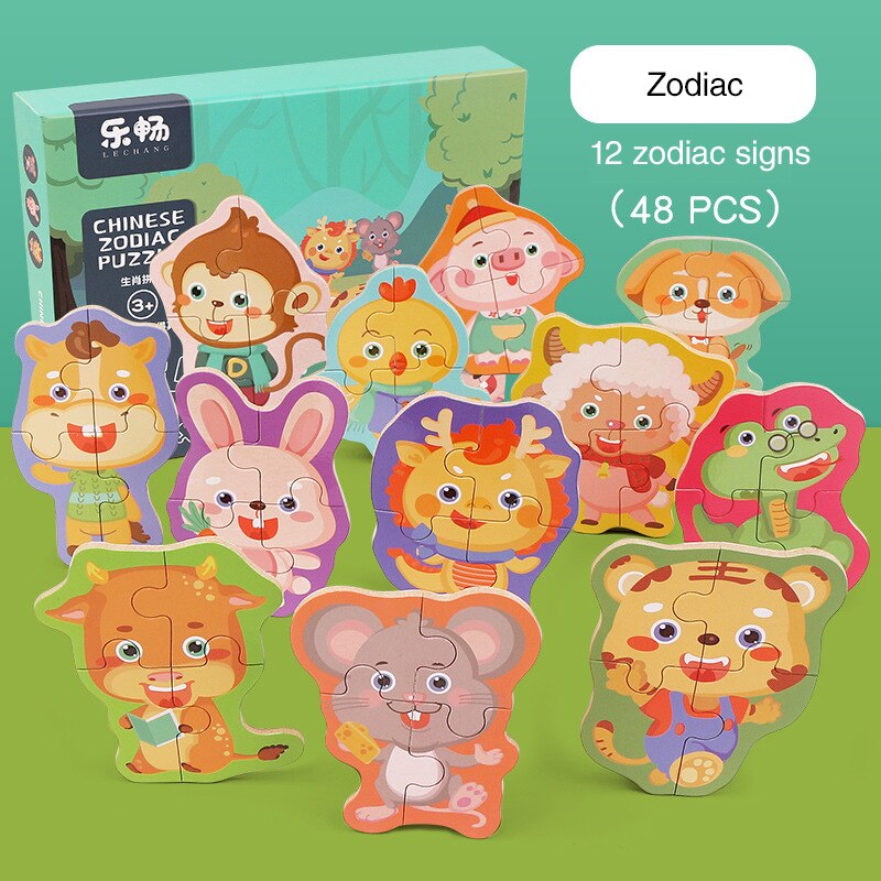 Bambino Grande Pezzo di Puzzle Puzzle di Puzzle Per Bambini di Educazione Precoce Beneficio Intelligenza Giocattolo di Puzzle Animale Di Puzzle Ragazzo Regalo di Puzzle Giocattolo: 12