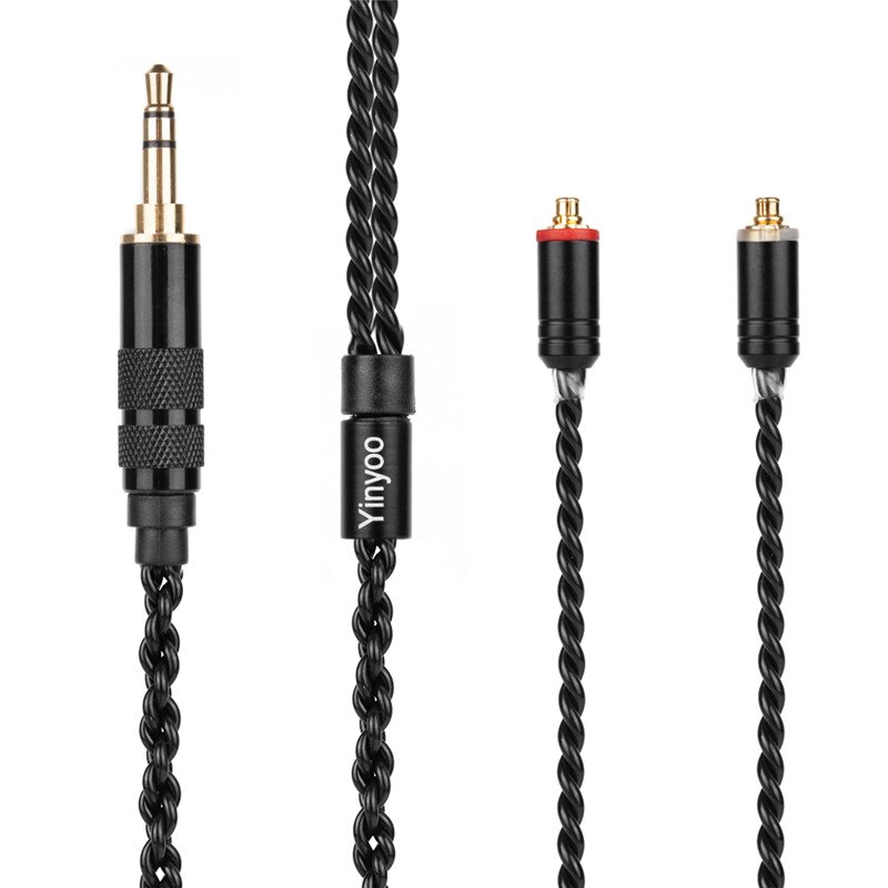 Yinyoo h3 h5 4 núcleo atualizado prata chapeado preto cabo 3.5/2.5/4.4mm fone de ouvido cabo com mmcx/2pin para lz a5 a4: MMCX 3.5