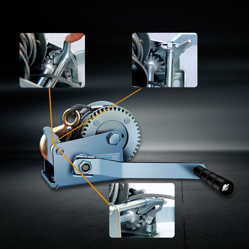 1200 Pounds Household Manual Small Hand Hoisting Winch Self-locking Traction Machine With Steel Wire Rope