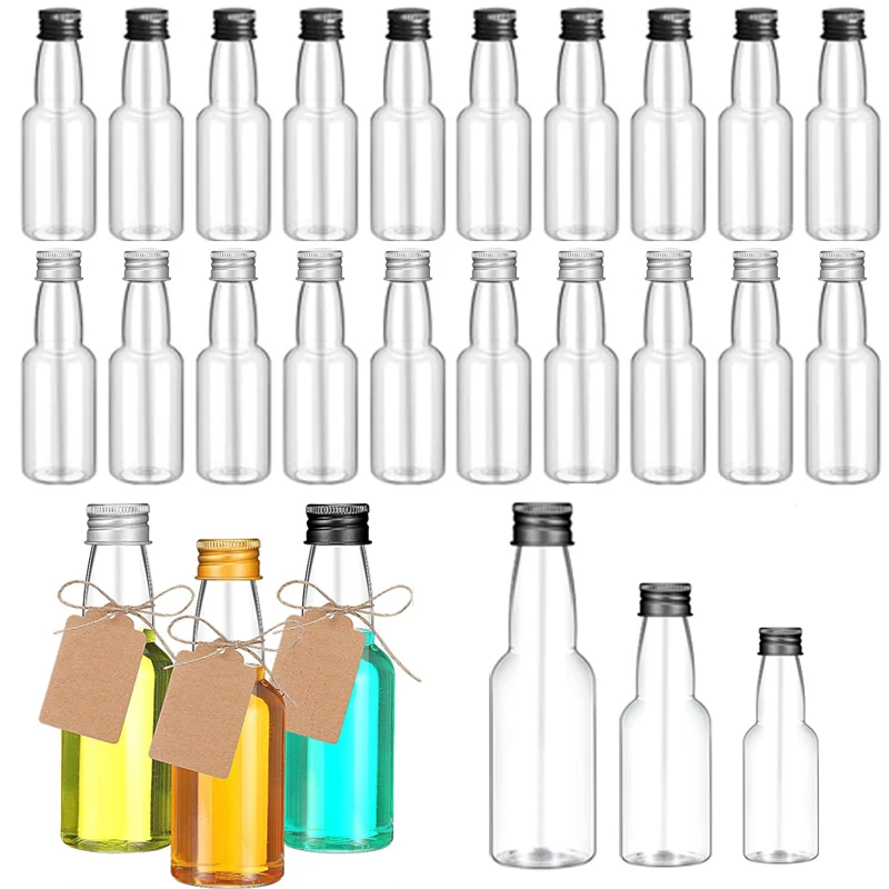 30Pcs 30ML-150ML Portable Empty Plastic Mini Liquor Bottles Juice Bottles Reusable Drink Containers For Wine Juice Beverage Oil