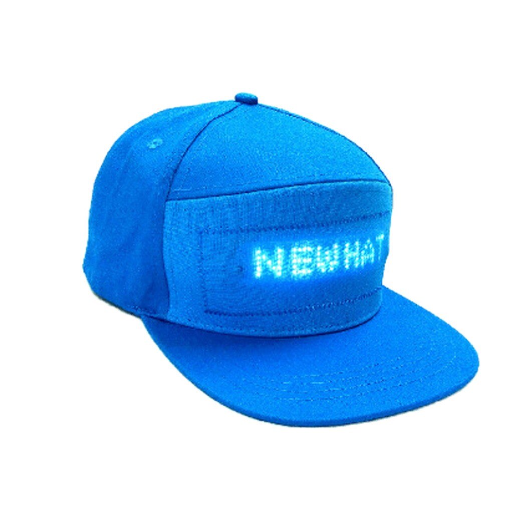 Hat LED Cool Hat with Screen Light waterproof Smartphone Controlled Baseball Cap For Men Women Mobile app control hat: Blue 