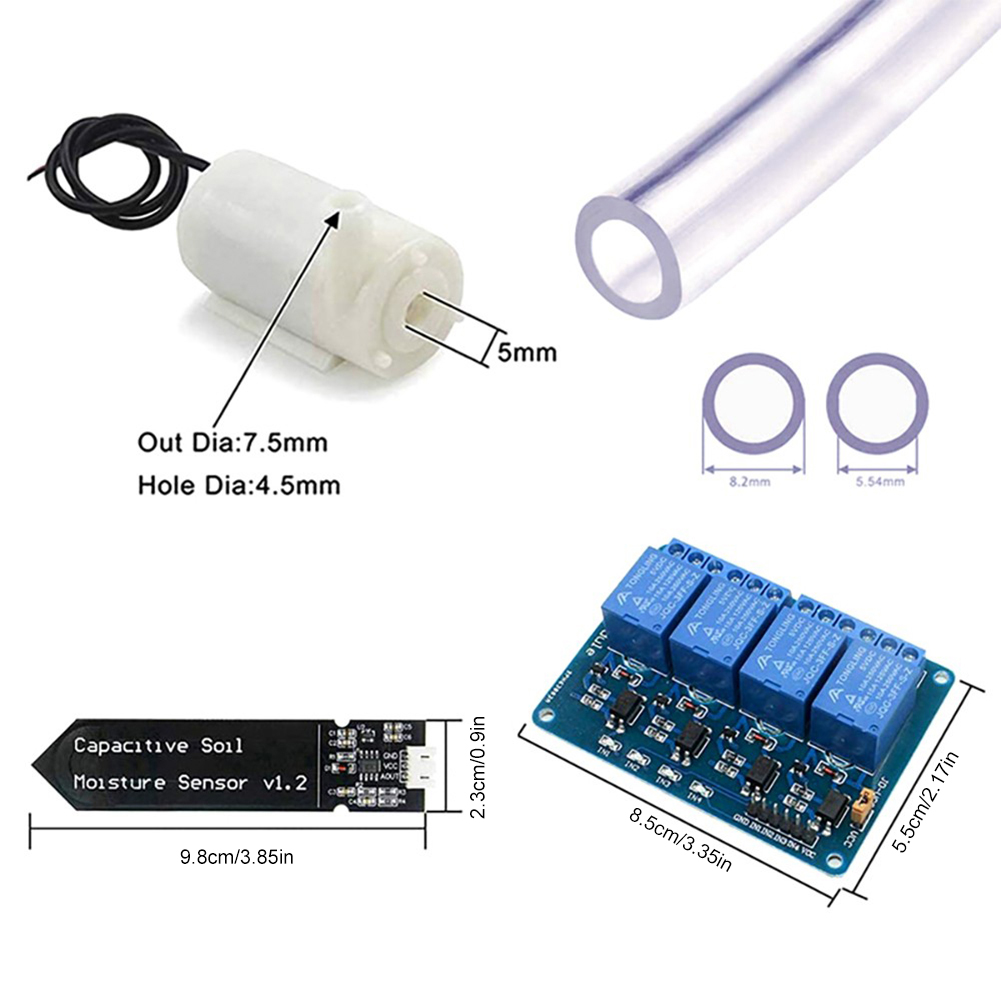 DIY Drip Irrigation System Self Watering DIY Kit 1 Channel 5V Relay Module Automatic Watering Device Water Pump 4M Vinyl Tubing